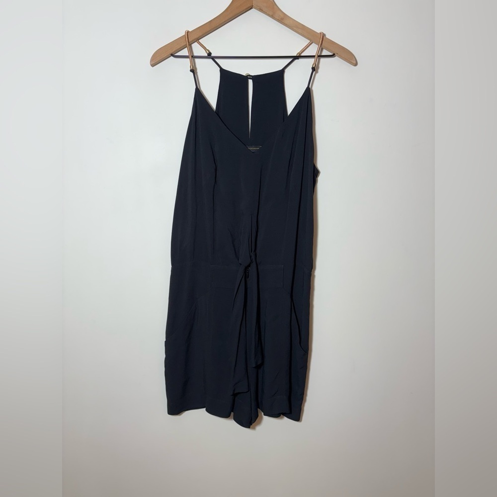 Vix Paula Hermanny Womens V Neck Tie Front Romper Black Size Small